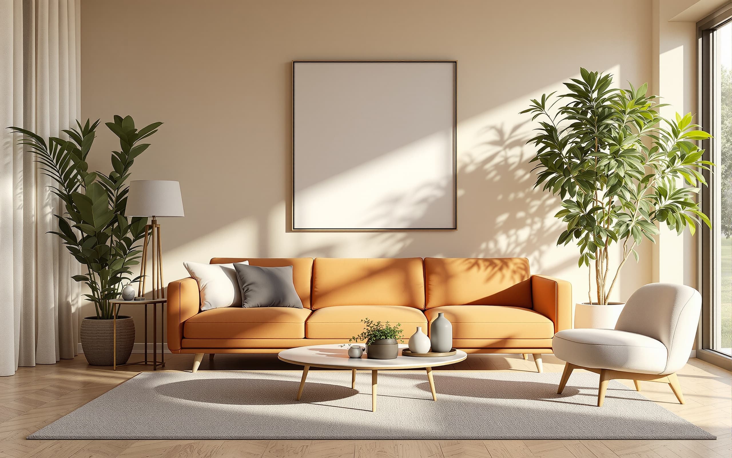 Interior render with selectable furniture sourcing pins